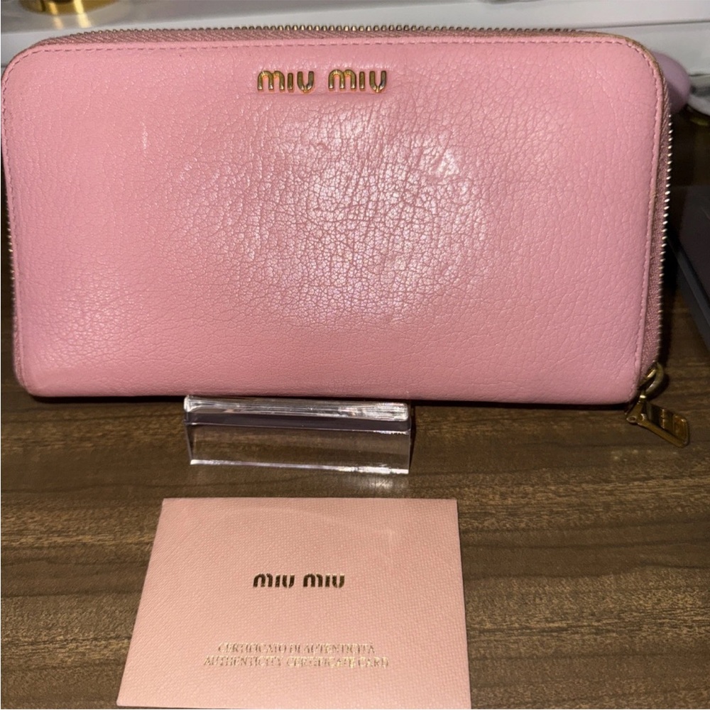 Auth Miu Miu Pink Leather Wallet with miu miu box CLEAN!! AND COA - Picture 9 of 10